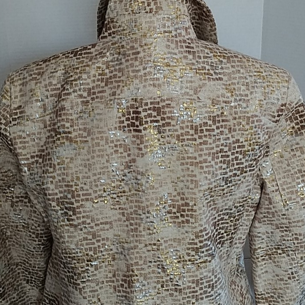 Chico's Gold and Glitter light weight Jacket. M/8 - Picture 4 of 9